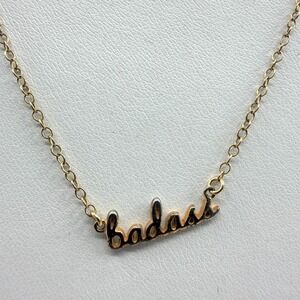 Y2K Gold Tone Badass Word Pendant Necklace Dainty Chain Statement Gift Bohemian
